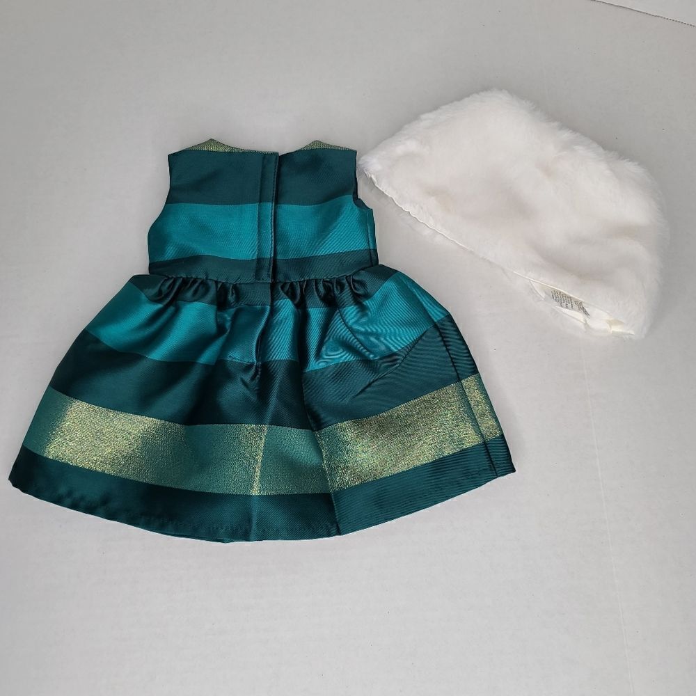 18" Standard Doll Dress Cape Green Metalic Stripe - Picture 9 of 12